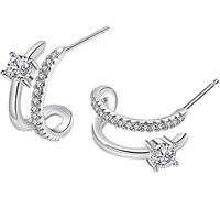 XFSRG Boucles d'Oreilles Femme Piercing Oreille Courbe Cristal Bijoux Élégants Piercing Tragus Argent Accessoire Mode Cadeau Anniversaire