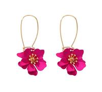 XFSRG Boucles d'Oreilles Fleur Élégante pour Femme Fleur Délicate Pendentif Boucles D'oreilles Bohémiennes Créoles Bijoux Mode Accessoire pour Toutes Occasions (Rose)