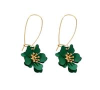 XFSRG Boucles d'Oreilles Fleur Élégante pour Femme Fleur Délicate Pendentif Boucles D'oreilles Bohémiennes Créoles Bijoux Mode Accessoire pour Toutes Occasions (Vert)
