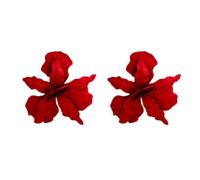 XFSRG Boucles d'oreilles fleur femme ' grandes Forme Pétale Élégant Boucles d'oreilles fantaisie statement Accessoire Mode Bijoux Tendance Légères Pour Toutes Occasions (Rouge)