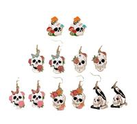 XFSRG Boucles d'Oreilles Halloween Femme Pendantes Fantaisie Crâne et Champignons Bijoux Piercing Oreille Créole pour Femmes Accessoires Mode Gothique et Punk
