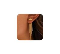 XFSRG Boucles d'Oreilles Long Gland Femme Élégantes Chaînes Dorées Longues Boucles d'oreilles Bijoux Mode Pour Fête de Mariage Banquet (Or A)