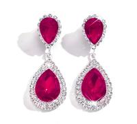 XFSRG Boucles d'Oreilles Pendantes Femme Goutte Bijoux Femme Élégantes Cristal Brillant Accessoires Mode Cadeau Anniversaire Mariage Soirée (Fuchsia)