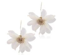 XFSRG Boucles D'oreilles Pendantes Fleur ' Oversize Boucle 'oreille or Grandes Boucles D'oreilles Fleur Bijou Floral pour Femme (Blanc)