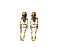 XFSRG Boucles d'Oreilles Squelette Halloween pour Femme Design Squelette Horreur en Argent Accessoire de Mode Tendance pour Soirées et Fêtes (Or)