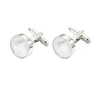 XFSRG Bouton de Manchette Homme Doré avec Nacre Boutons de Manchette Élégants pour Chemise Accessoire Mode pour Mariage et Cérémonies (Coquillages argentés)