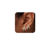 XFSRG Boutons D Oreille Pour Femmes En Or Et Argent Comme Bijou Hypoallergénique Design Minimaliste Cadeau Pour Femmes Ou Pour Port Quotidien (Argent)