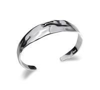 XFSRG Bracelet Argent Femme 925 Manchette Large Martelée Vintage Bracelets Ouvert en Argent Texture Artisanale Bijou Statement Punk et Rétro