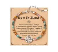 XFSRG Bracelet Boussole pour Femme Bracelet Pierre Naturelle avec Boussole en Acier Inoxydable avec Carte Bijoux Fantaisie pour Collègues Cadeau de Bijoux