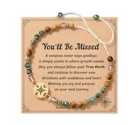 XFSRG Bracelet Boussole pour Femme Bracelet Réglable Pierre Naturelle avec Boussole en Acier Inoxydable avec Carte Bijoux Fantaisie pour Collègues Cadeau de Bijoux