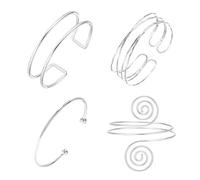 XFSRG Bracelet Bras Femme Doré Spirale Ajustable Bijoux Acier Inoxydable Or Manchette Serpent Design Moderne Accessoire Mode (Argent)