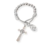 XFSRG Bracelet Chapelet Croix Catholique en Argent avec Perles Élégantes Bijoux Mode pour Femme