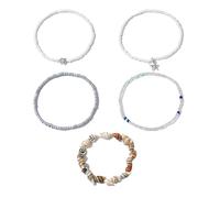 XFSRG Bracelet Cheville Femme Bohème avec Perles et Coquillages Chaîne de Cheville Multi-Couches Élégante pour Été Plage et Vacances Bijoux Mode pour Femme (5 pièces)