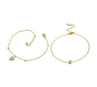 XFSRG Bracelet Cheville Femme Coeur Et Love Doré Chaine De Cheville Élégante En Acier Inoxydable Pour Toutes Les Occasions (2)