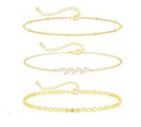 XFSRG Bracelet Cheville Femme Doré Élégant en Acier Inoxydable Chaine de Cheville Bijoux Mode pour Toutes Occasions (Feuille D'Or)
