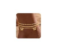 XFSRG Bracelet Cheville Femme Doré Élégant en Acier Inoxydable Chaine de Cheville Bijoux Mode pour Toutes Occasions (Papillon Doré)