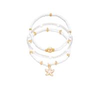 XFSRG Bracelet Cheville Femme Élégant avec Perles et Pendentifs Étoile de Mer Chaîne de Cheville en Or et Blanc pour Plage et Été (Argent Blanc)