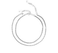 XFSRG Bracelet Cheville Femme Élégant Double Rangée Strass Brillant Bijoux Mode Été(Argent)
