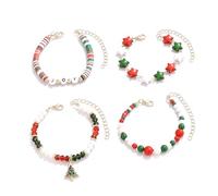 XFSRG Bracelet de Noël Femme Ensemble de Accessoire Noel Fille Bijoux Extensible Perles Bracelet Élastique Empilable Multicouche Cadeau Festif Bijoux Noel Femme (D)