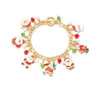 XFSRG Bracelet de Noël pour Femmes Ajustable Bracelet en Perles Charmant avec Motifs de Noël Pendentif Christmas Bijoux Cadeau Festif Anniversaire (Père Noël)
