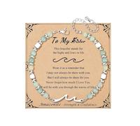 XFSRG Bracelet en Cristal de Roche Femme Perles Naturelles Amazonite Bracelet Pierre Naturelle Bijoux Réglable Cadeau Spirituel Bijouterie Fantaisie Accessoire Mode(Bleu-2)