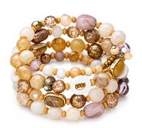 XFSRG Bracelet Femme à Perles Naturelles Cristal Bohème Empilable Joncs | Rond Perles Manchette Élégants Style Rétro Bijoux Cadeau pour Femme Fille