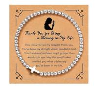 XFSRG Bracelet Femme Croix Bracelets Perles Argentées Acier Inoxydable Bracelet Baptême Bénédiction pour un Usage Quotidien Méditation Cadeaux