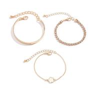 XFSRG Bracelet Femme Ensemble 3 Pièces Fleur Bracelet Chaîne Cristal Bijoux Femme Bracelets Élégants Accessoires Mode Cadeau (Blanc)