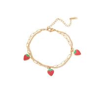 XFSRG Bracelet Femme Fantaisie Charms de Fruits 18k Réglable Bracelet à Charms Inoxydable Bijoux de Main de Fruits Personnalité (B)