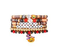 XFSRG Bracelet Femme Halloween Spooky Bijoux Fantaisie Bracelets Multicouches avec Perles et Charms Citrouille pour Fille (A)