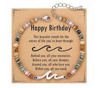 XFSRG Bracelet Femme Turquoise avec Carte de Vœux Bracelets d'Amitié Réglable Bracelets Style Bohème Cadeau d'Anniversaire et Fête