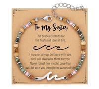 XFSRG Bracelet Femme Turquoise avec Carte de Vœux Bracelets d'Amitié Réglable Bracelets Style Bohème Cadeau d'Anniversaire et Fête