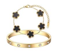 XFSRG Bracelet Femme Zircon Cristal Fleur Bracelet Ajustable Bijoux Accessoires Cadeau pour Fille Cadeau pour l'anniversaire de Noël Saint Valentin