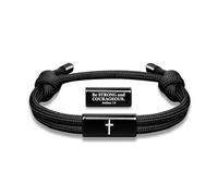XFSRG Bracelet Homme Bracelets Corde Noire Ajustable avec Croix Pendentif Bracelet Imperméable de Foi Cadeau pour Baptême et Confirmation (Noire A)
