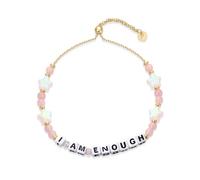 XFSRG Bracelet Lettre Bracelets d'amitié Réglables avec Perles et Mots Empilables Fantaisie pour les Mère Fille Sœur Amis et Famille (Rose)