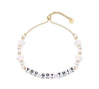 XFSRG Bracelet Lettre Bracelets d'amitié Réglables avec Perles et Mots Empilables Fantaisie pour les Mère Fille Sœur Amis et Famille (Blanc 1)