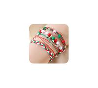 XFSRG Bracelet Noël Set Multi-couches Bijoux Femme Perles Femme Bracelet Amulette Noël Accessoire Mode Hiver Set Bracelets Mode