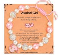 XFSRG Bracelet Perles Roses Pour Filles Avec Strass Et Perles En Pierre Naturelle Comme Bijou Enfant Mignon Design Salamandre Parfait Comme Cadeau Mignon Ou Décoration Spéciale (Diamant Rose)