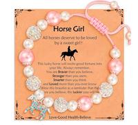 XFSRG Bracelet Perles Roses Pour Filles Avec Strass Et Perles En Pierre Naturelle Comme Bijou Enfant Mignon Design Licorne Parfait Comme Cadeau Mignon Ou Décoration Spéciale (Diamant Rose)