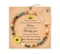 XFSRG Bracelet Pierre Naturelle Femme 4MM Bracelet de Perles Bohème avec cordon réglable carte d'encouragement pour énergie positive tenue quotidienne