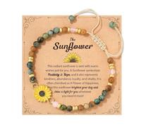 XFSRG Bracelet Pierre Naturelle Femme 4MM Bracelet de Perles Bohème avec cordon réglable carte d'encouragement pour énergie positive tenue quotidienne