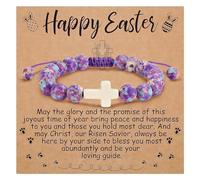 XFSRG Bracelet Pierre Naturelle Femme Croix de Pâques Pierres Naturelles Pierre Naturelle Élastique Perles Femme avec Pendentif Bracelet Cadeau