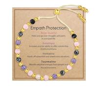 XFSRG Bracelet Pierre Naturelle Femme Perlé Facetté Réglable avec Carte Pierres Naturelles Perles Amethyste Femme Bracelet Lithotherapie Amethyste