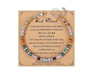 XFSRG Bracelet Pierre Naturelle Femme Perles Rondes Réglable Pierres Naturelles Bracelet Perles Pierre Naturelle Bracelets Bohème en Cristal Bracelets pour Femme Cadeau