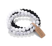 XFSRG Bracelet Pierres Naturelles Élastique Multicouche Superposable Ajustable Onyx Turquoise Howlite Empilable Bracelet Yoga Chakra Énergétique Lithothérapie (12 Blanc)