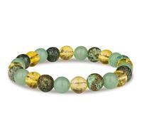 XFSRG Bracelet Unisexe en Pierres Naturelles 8 mm Citrine Aventurine Verte et Turquoise Africaine Bracelet Élastique Porte Bonheur Style Bohème pour Femmes et Hommes