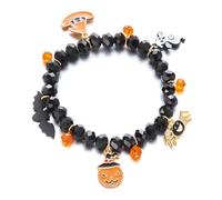 XFSRG Bracelets d'Halloween Bijoux Halloween Femme Bracelet Femme Élastique Charms Thématiques Accessoire Festif Bracelet Perles Cristal Bracelet (Jaune, Chapeau Magique)