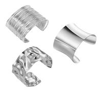 XFSRG Bracelets Femme Dorés 3 Pièces Bracelets Larges Ouverts Style Minimaliste et Irrégulier Bijoux Statement Chic pour Tenue de Soirée ou Quotidienne