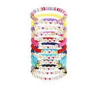 XFSRG Bracelets Perles Heishi Empilables Bracelet Élastique Lettres Personnalisables Bijoux Fantaisie Femme Ado Fille Accessoires Mode Cadeau Anniversaire Amitié Bracelet Bohème (C)