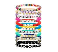 XFSRG Bracelets Perles Heishi Empilables Bracelet Élastique Lettres Personnalisables Bijoux Fantaisie Femme Ado Fille Accessoires Mode Cadeau Anniversaire Amitié Bracelet Bohème (D)